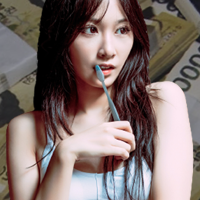 칫솔을 물고 있는 여자