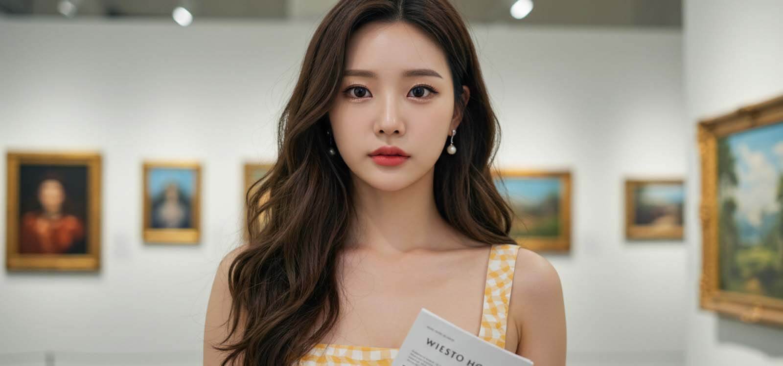 미술관에 서있는 여자