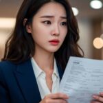 대출 서류를 들고 있는 놀란 표정의 여자