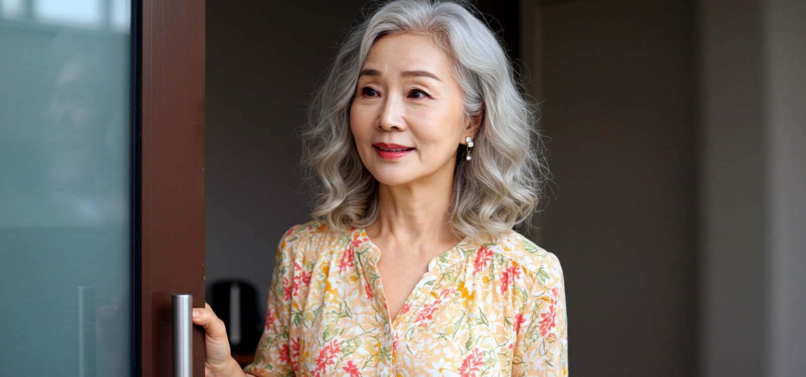 아파트 문을 여는 모습