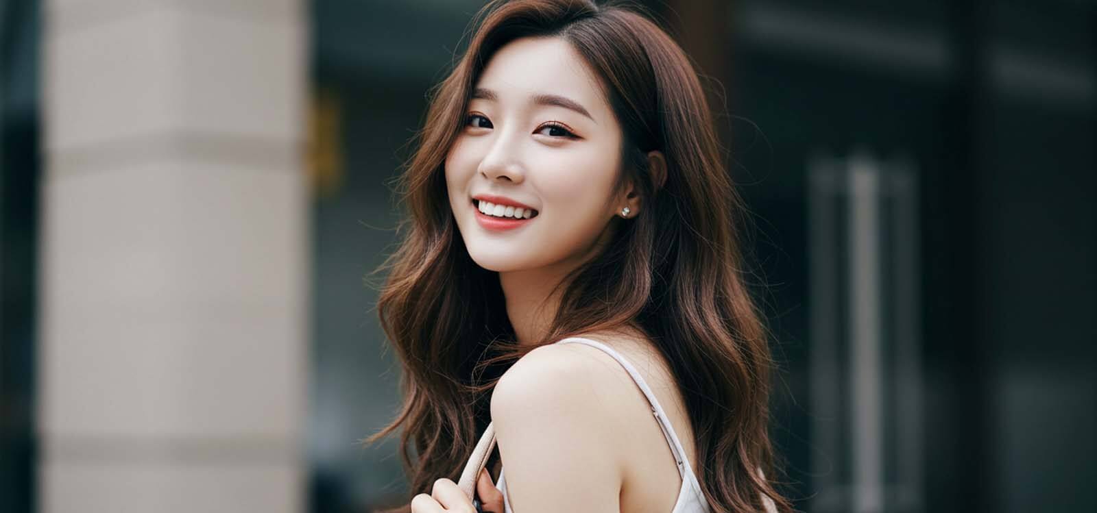 가방을 메고 미소 짓고 있는 모습