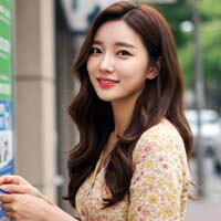 ATM 앞에서 현금 들고 자신 있게 웃는 모습