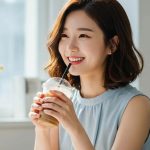 아이스티 마시며 쉬는 시간 모습