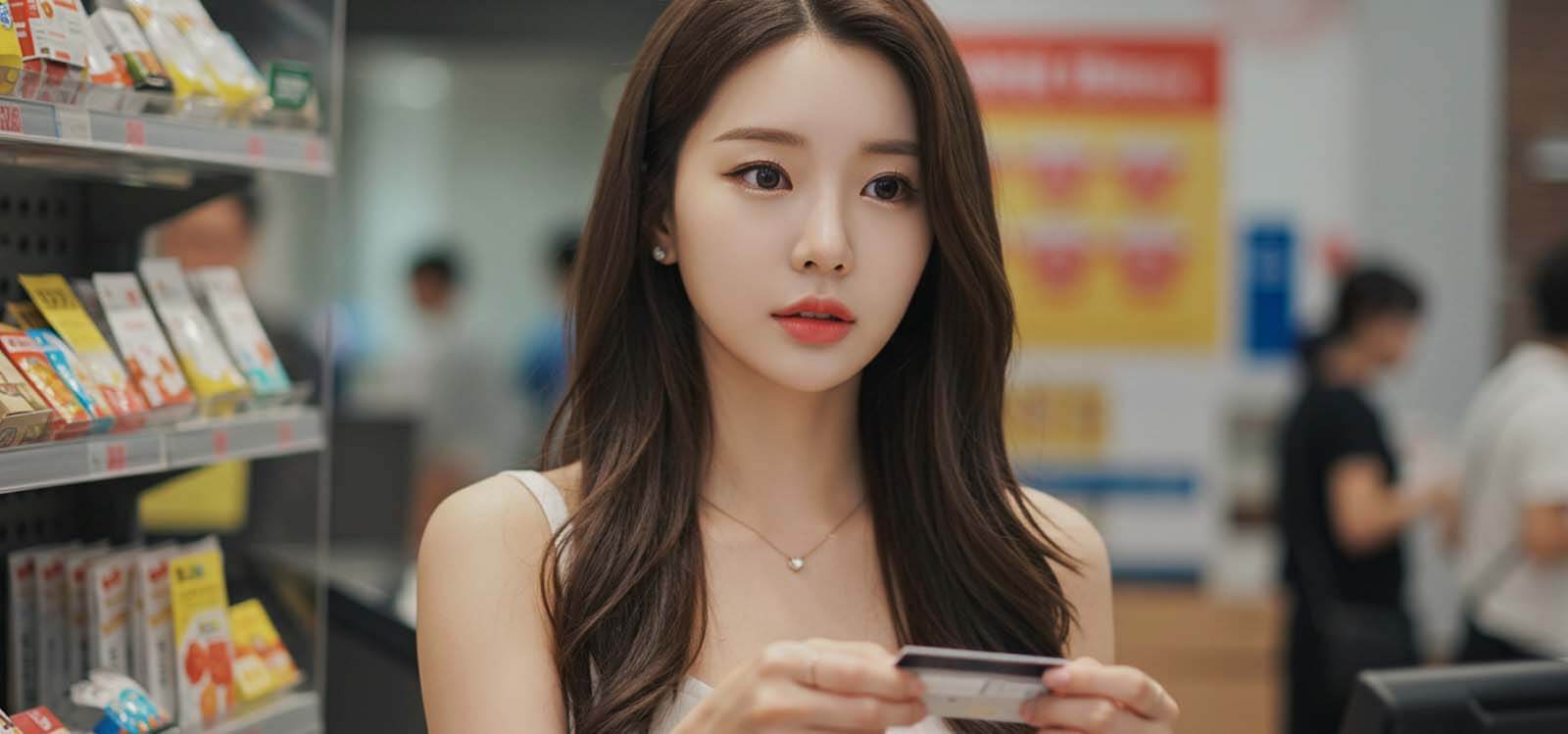 카드로 계산하는 모습