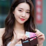 다자녀카드를 지갑에 넣는 모습