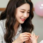 아기에게 돌반지를 껴주고 있는 여자