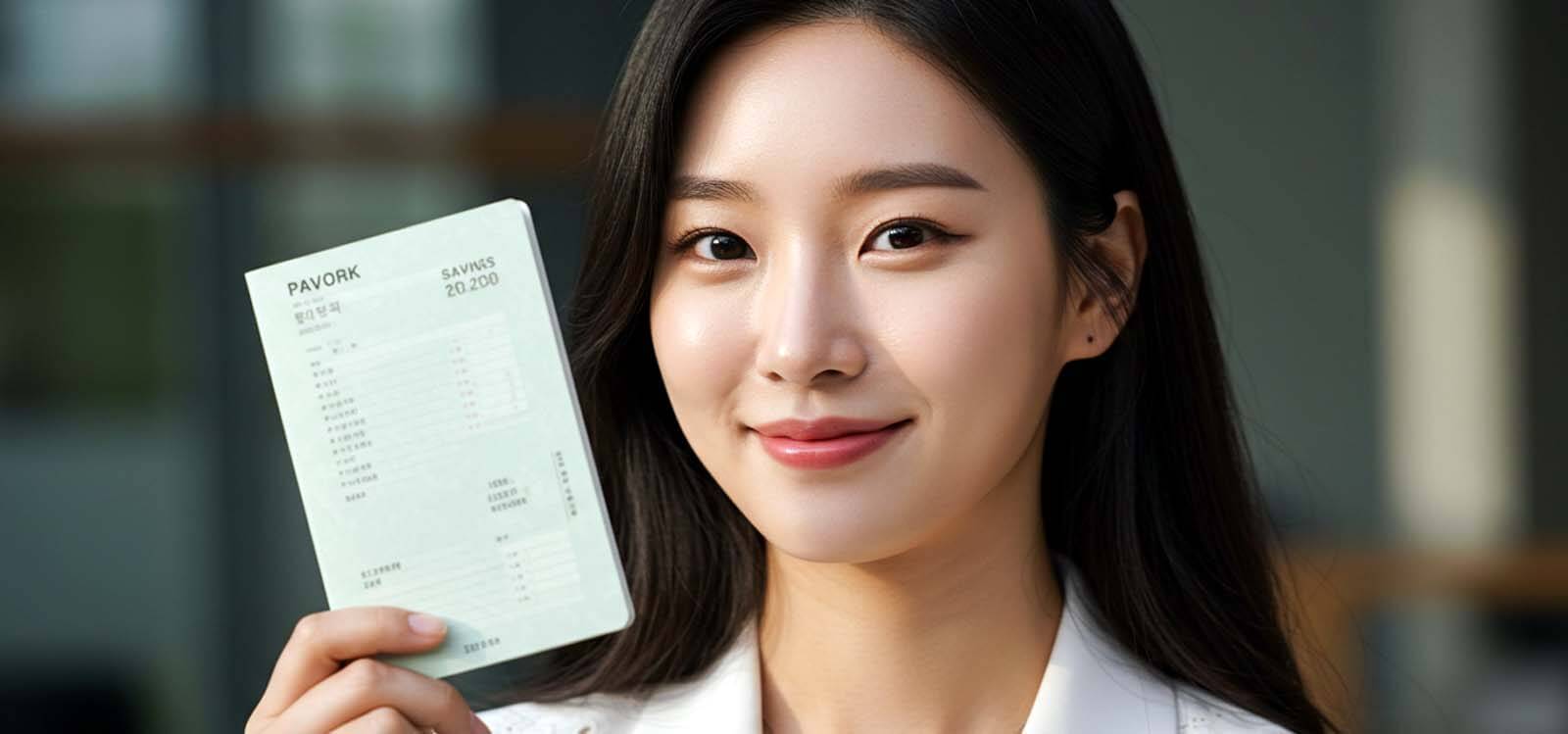 통장을 들고 있는 여자