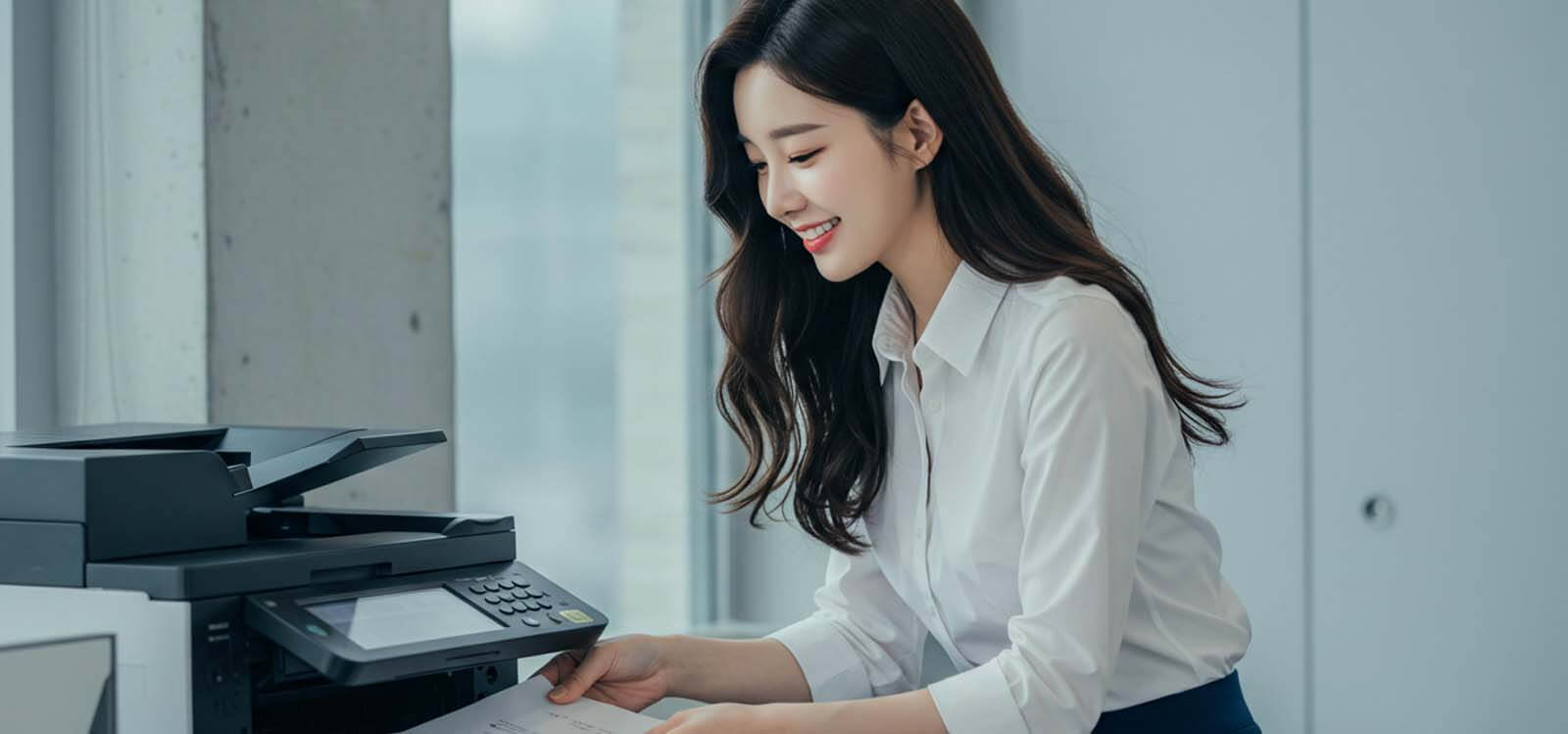 프린터에서 서류를 출력하는 모습
