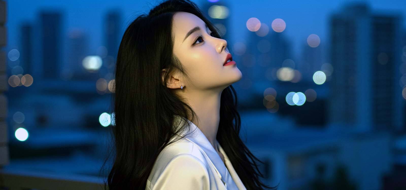 발코니에서 하늘을 바라보는 모습