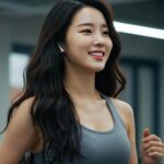 러닝머신 위에서 달리는 중 상체 모습