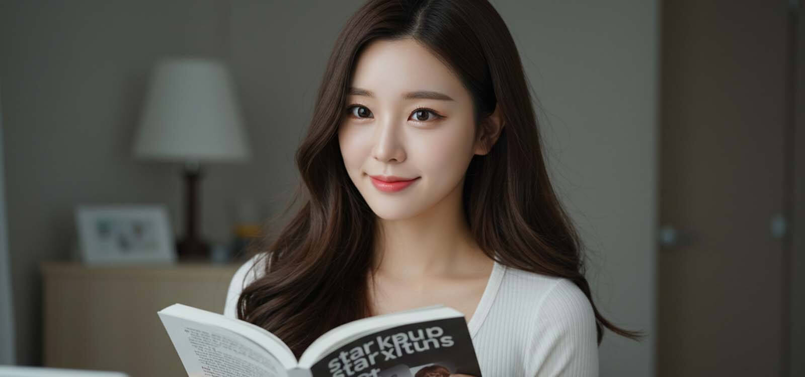 거실에서 책 보는 모습