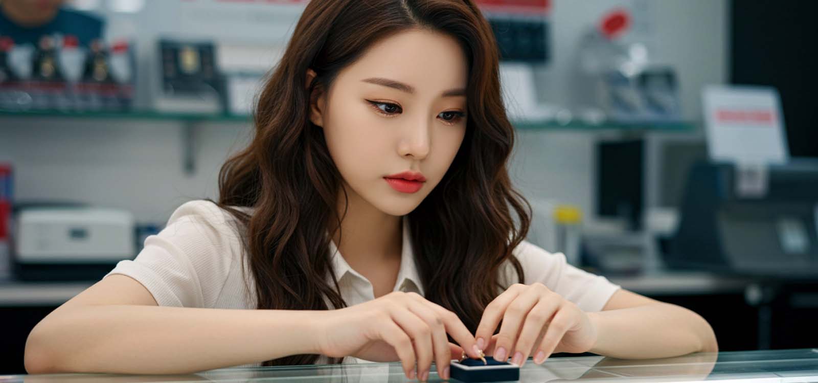 반지를 꺼내 테이블에 올려놓은 여자