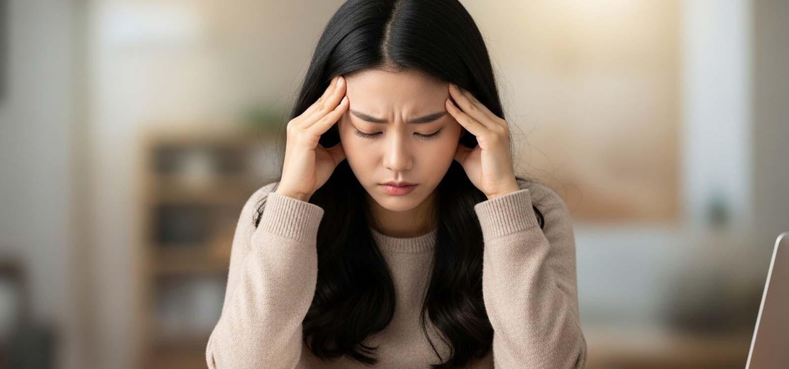 스트레스로 머리를 감싸쥔 모습