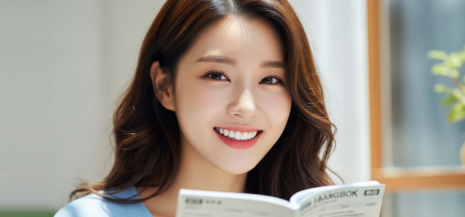 햇살 드는 창가에서 책 읽는 모습