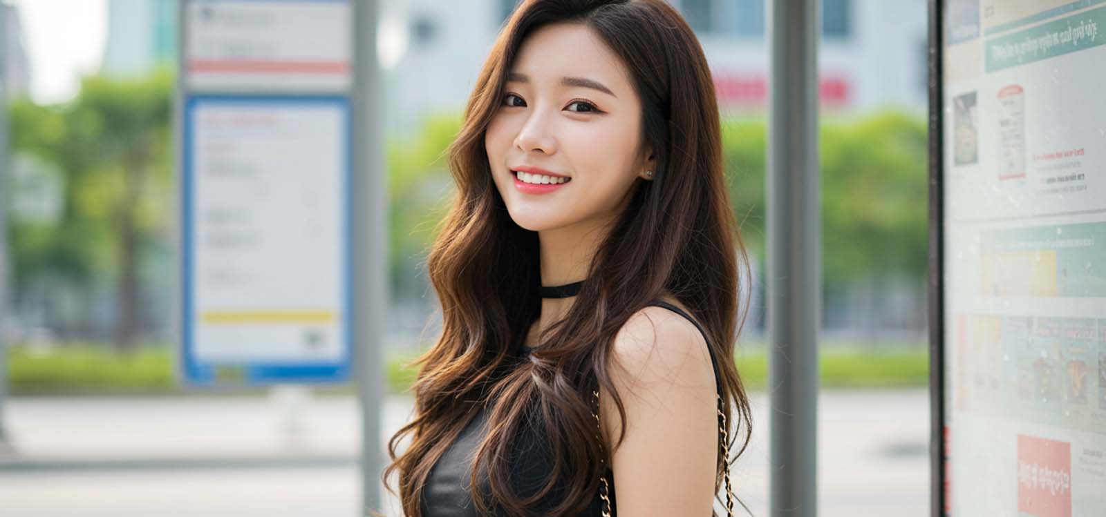 출근길 버스를 기다리는 모습