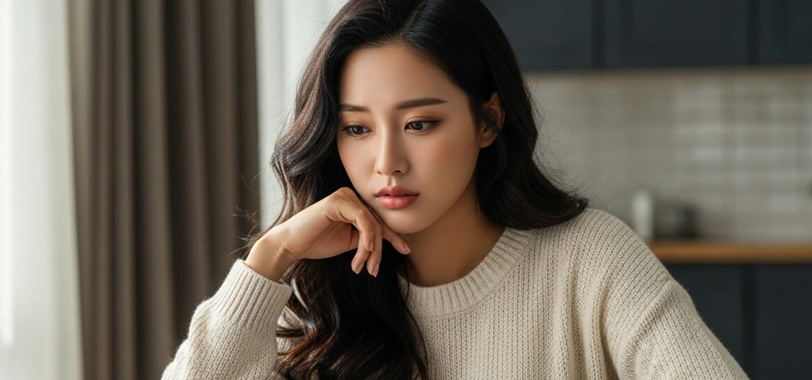 신용카드 명세서를 보고 한숨 쉬는 장면