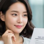세금 서류를 들고 있는 여성