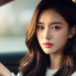 자동차 운전석에 앉아 출발 준비하는 모습