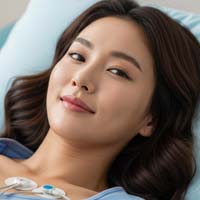 심전도(ECG) 검사를 받는 모습