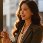 가게 앞에서 환하게 손님을 맞이하는 장면