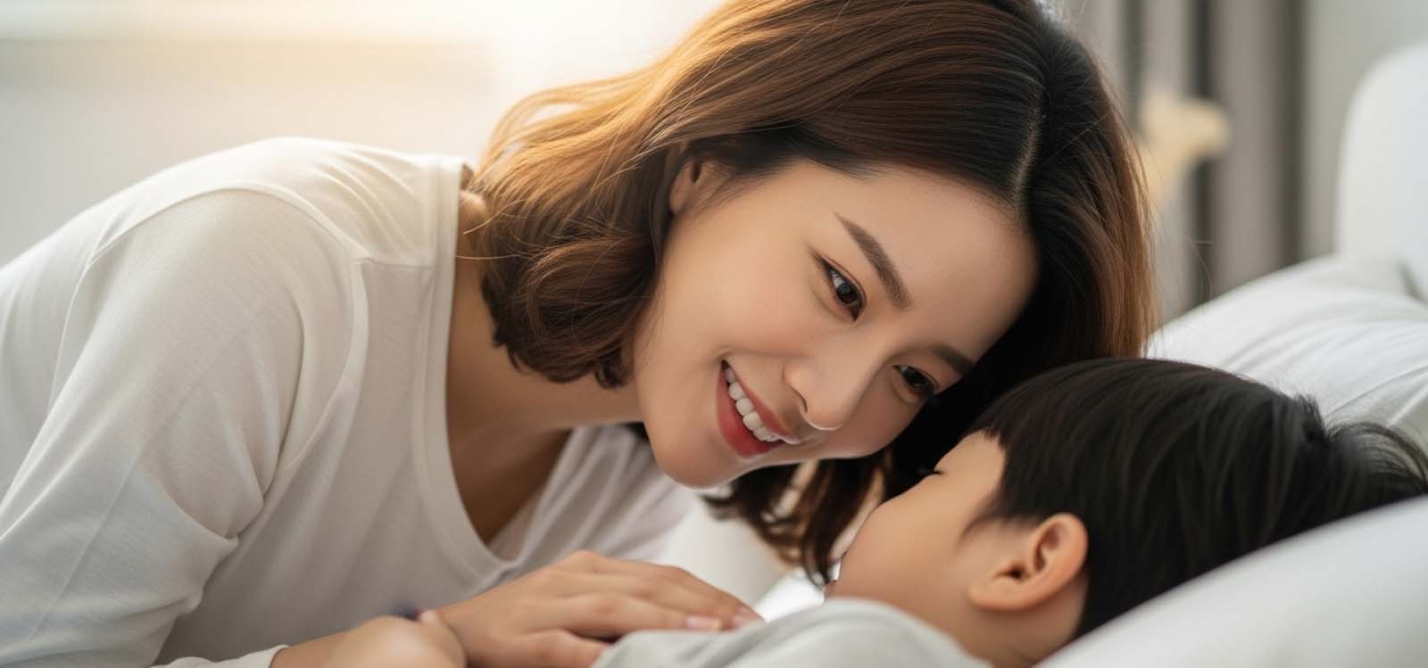 아침에 아이를 깨우는 모습