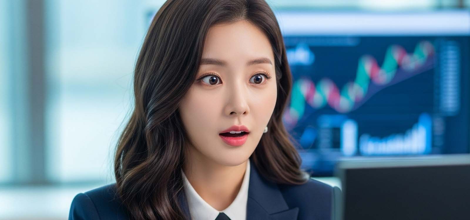 예상보다 높은 이자를 보고 눈이 커지는 놀란 모습