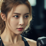 덤벨을 들고 어깨 운동 중인 장면