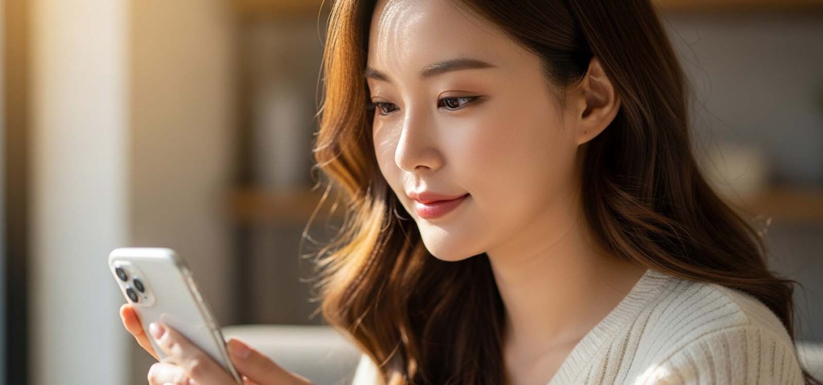 휴대폰으로 잔고 확인하는 모습