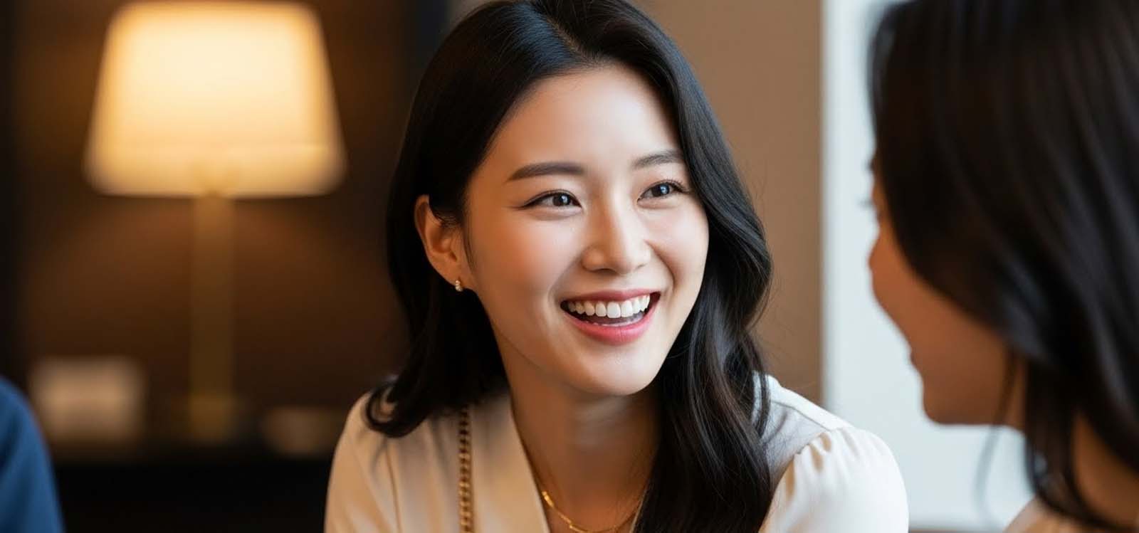 저축 내역을 친구들과 이야기하며 웃는 모습