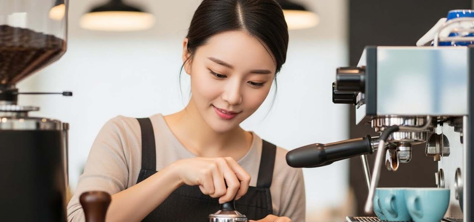 카페에서 커피를 내리는 소상공인 여성 사장님 모습