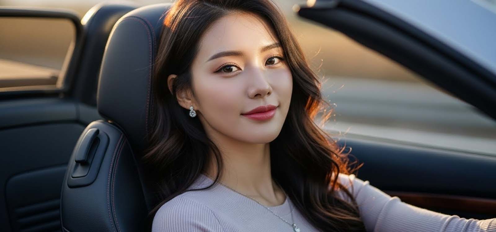 오픈카 운전을 하는 여자