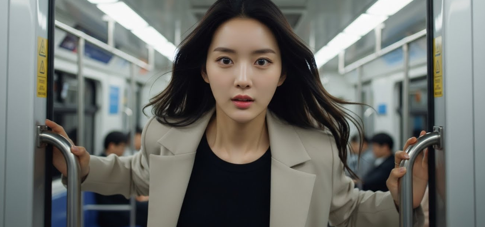 지하철문 닫히기 전에 뛰어드는 장면