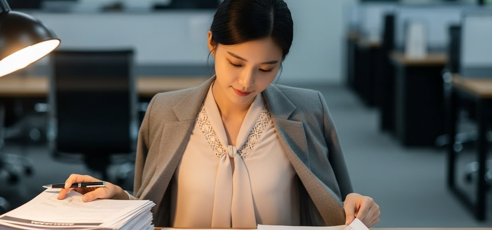 대출 상담 전 은행 서류를 정리하는 모습