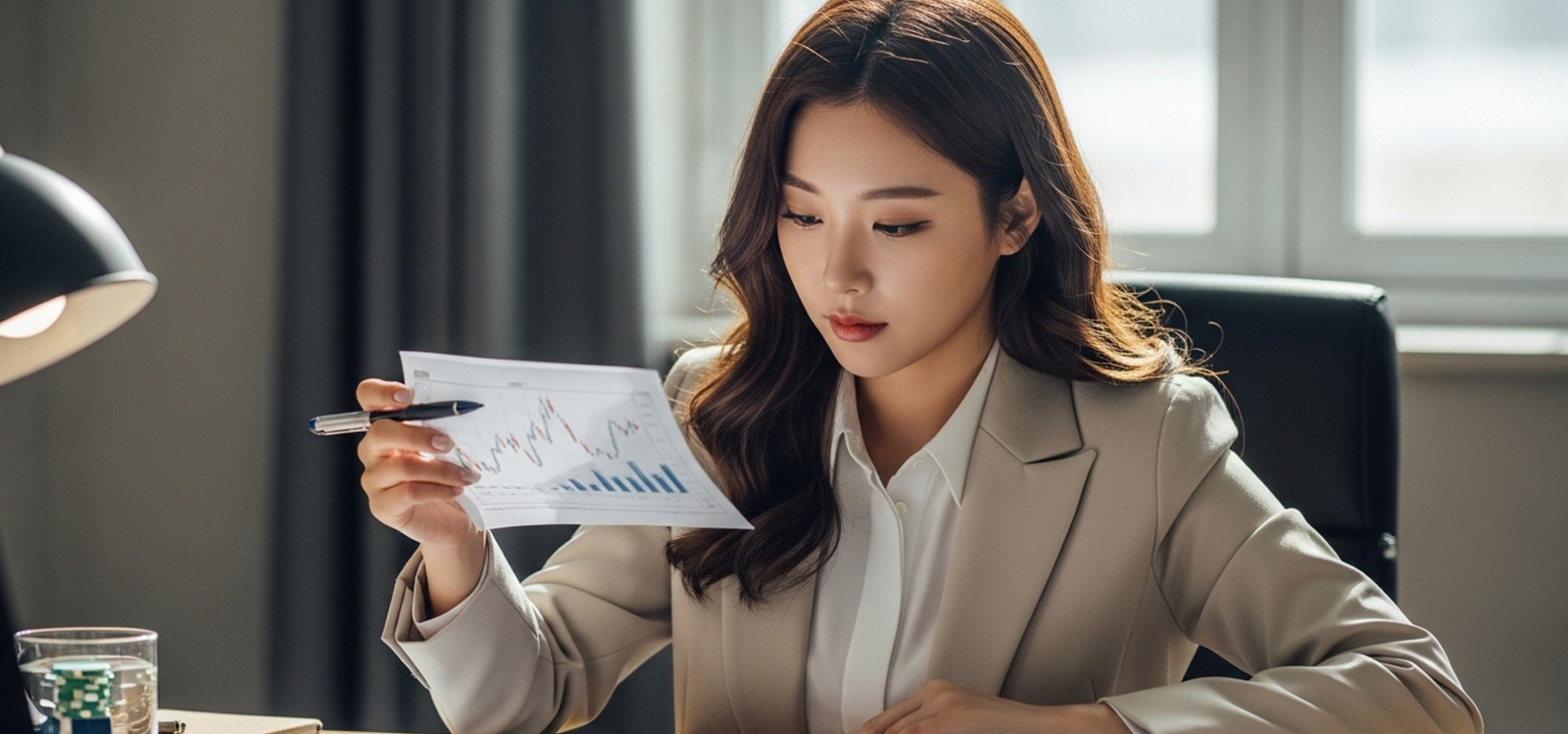 투자 관련 리포트를 읽으며 분석하는 모습