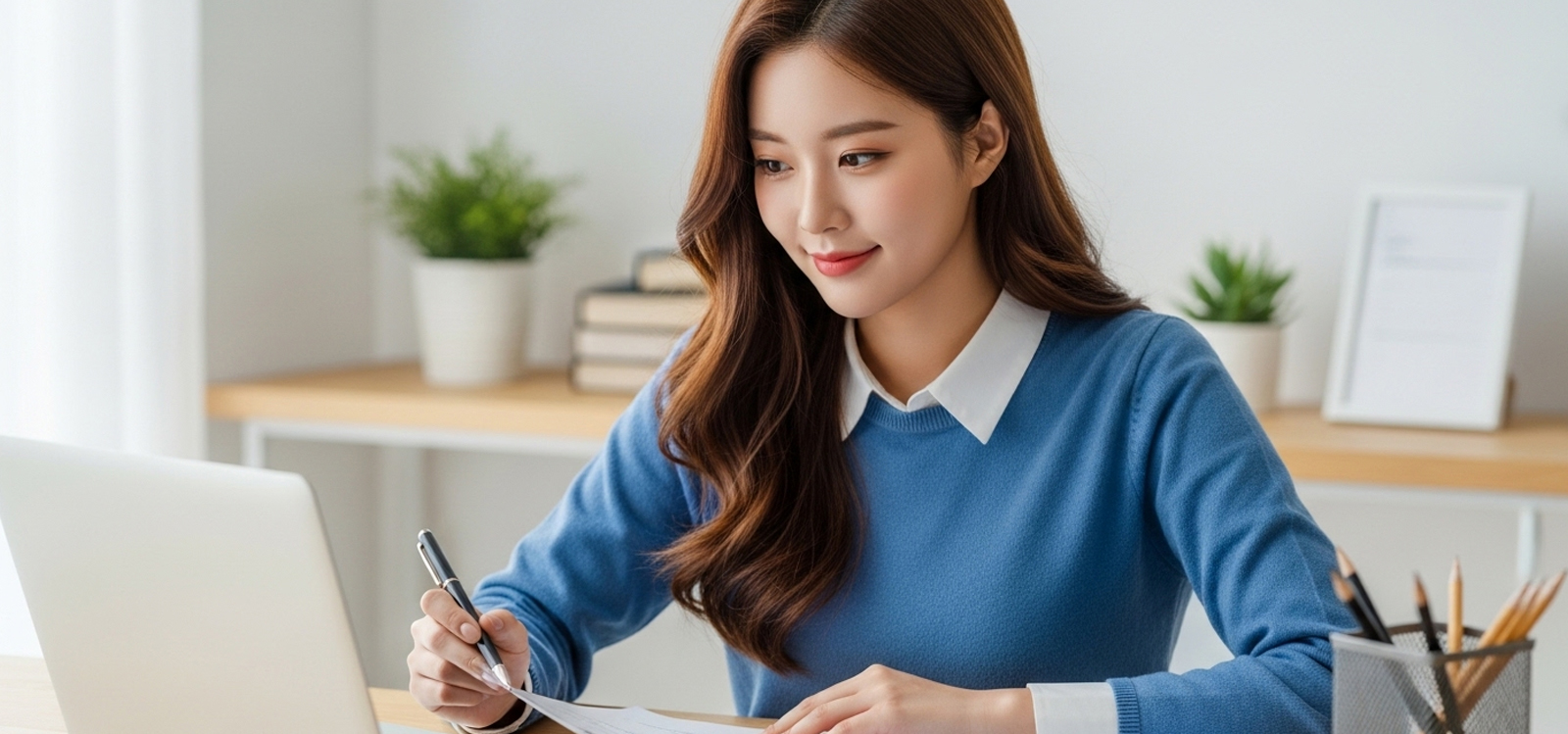 무직 기간 중 자기소개서 초안을 작성하는 모습