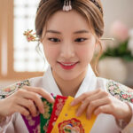 세뱃돈 봉투 정리하는 모습