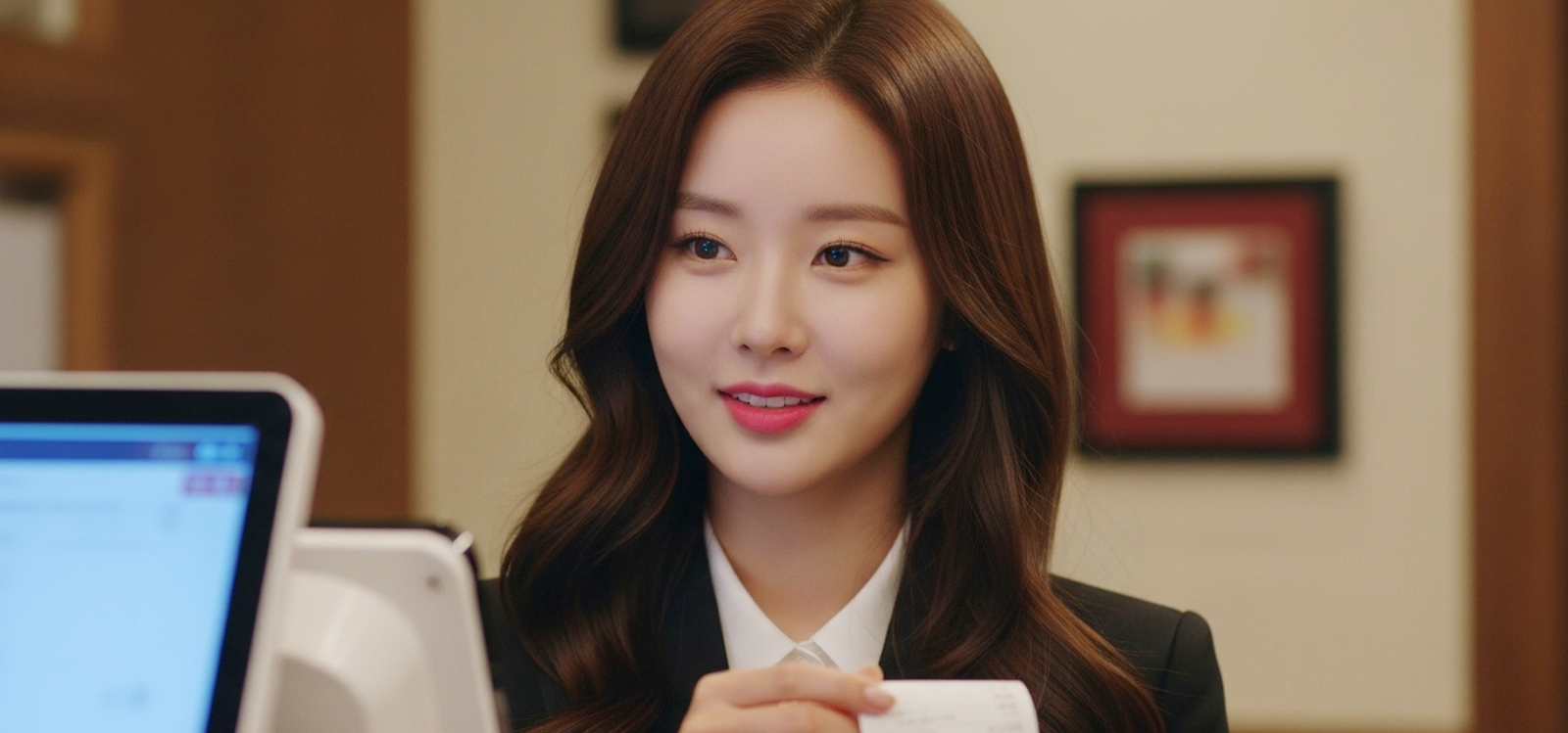 계산대를 정리하는 모습