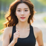 공원 트랙에서 러닝하는 모습