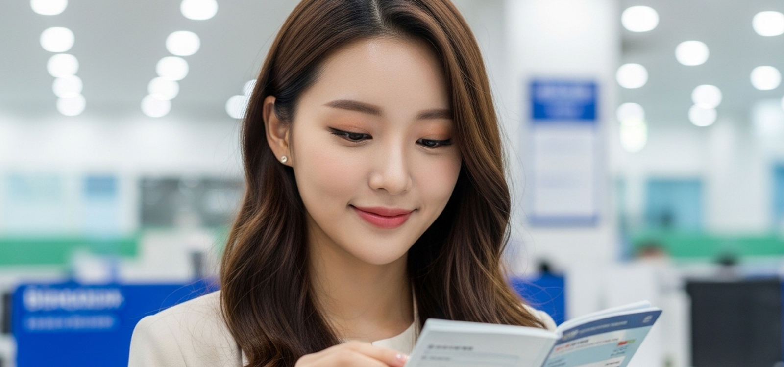 통장 잔액을 확인하며 미소 짓는 장면