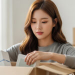 박스 정리하며 짐 싸는 모습