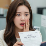 대출 거절 서류를 두 손으로 움켜쥐며 충격받은 모습
