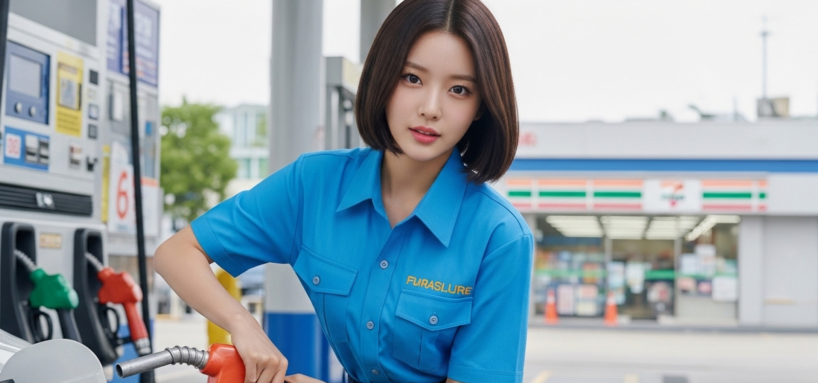 주유건을 차량에 꽂는 순간