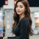 주유소에서 직접 차량에 주유하는 모습