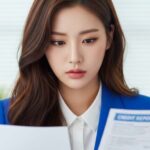 대부대출 서류를 보는 여자