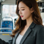 버스 입구에서 교통카드 태그하는 순간