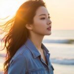 해안가를 걷는 모습