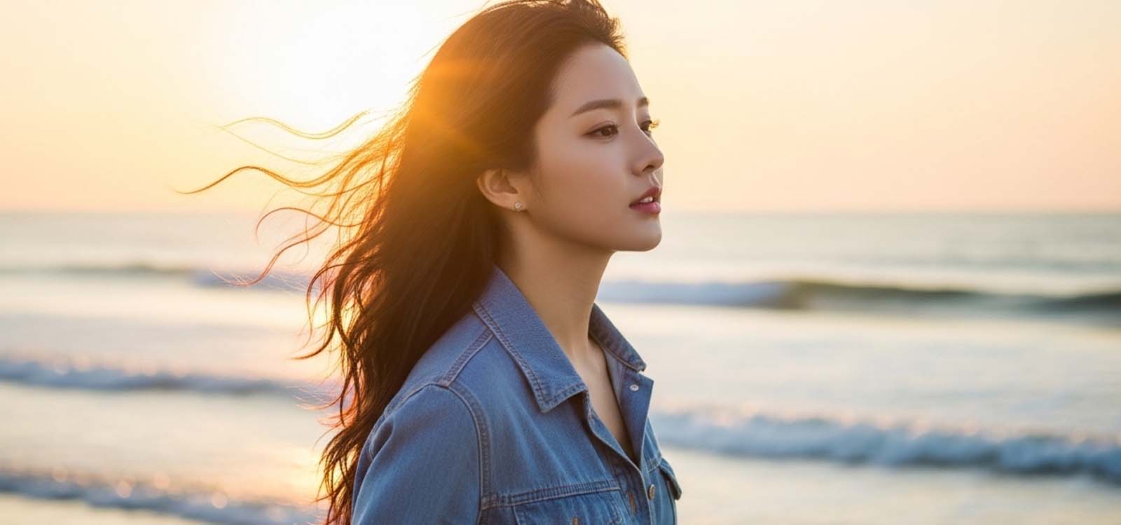 해안가를 걷는 모습