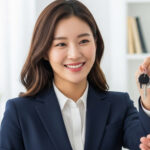 고객에게 열쇠 전달하는 순간