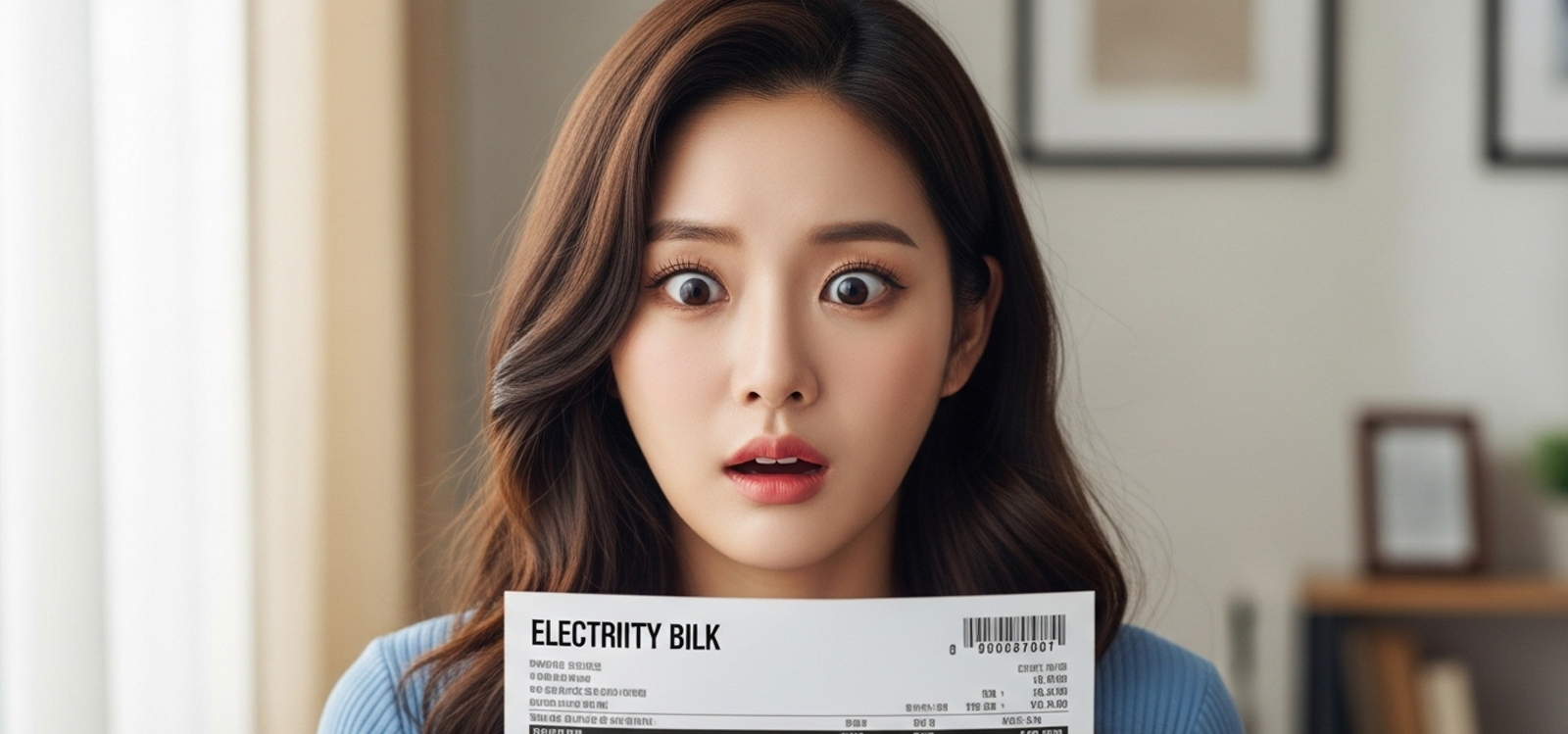 전기요금 고지서 보고 놀라는 모습
