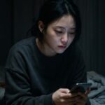빚 독촉 문자에 충격받은 모습